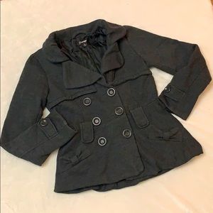 Women’s Button Up Pea Coat / Grey pockets
